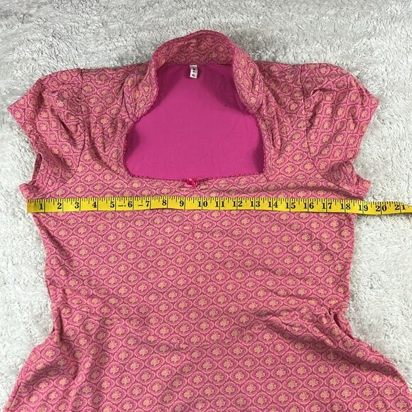 Blutsgseschwister pink and cream patterned a line knit midi dress, XL - Picture 6 of 11